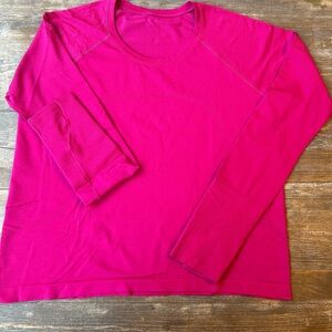Lulu Lemon Vibrant Pink Long Sleeve Workout Top Large